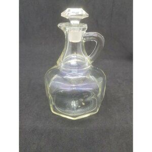 Hazel Atlas Clear Depression Glass Cruet Iridescent Glass 1930's with Stopper